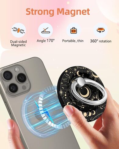 for Magnetic Phone Ring Holder Compatible with MagSafe for Women - Cute Design Magnet Phone Grip Ring Stand Kickstand for for iPhone 16 Pro Max/16 Pro/16/15/14/13/12 Series, White Flower in Kuwait