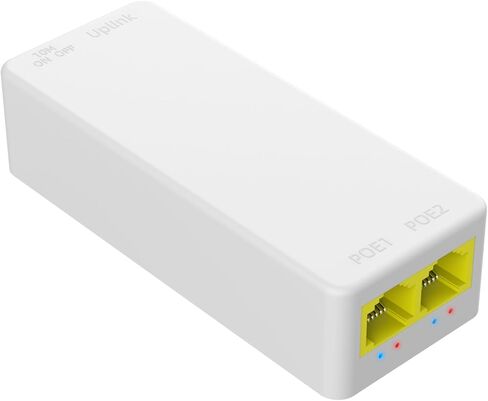 Gigabit PoE Extender, 2 Port POE Repeater 1 to 2 Poe Splitter with IEEE802.3af/at with 1000Mbps, 4KV Lighting Protection Plug&Play 48V 30W for Camera AP, Mini Size in Saudi Arabia