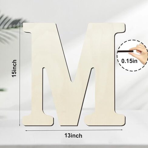 15 Inch Large Wide Body Wooden Letters Unfinished Wood Letters for Wall Decor Paintable Large Wood Letter for Crafts Blank Wooden Alphabet Letter Slices Sign for Party Decoration (M) in Saudi Arabia