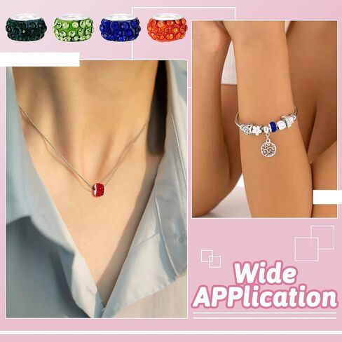 Craftdady 100Pcs Random Mixed Color Polymer Clay Large Hole European Beads with Rhinestone 11-12x7-7.5mm Rondelle Slide Bead Spacers for DIY Snake Chain Bracelet Making 5mm Big Hole in Saudi Arabia