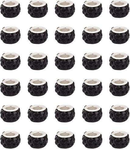 Craftdady 100Pcs Random Mixed Color Polymer Clay Large Hole European Beads with Rhinestone 11-12x7-7.5mm Rondelle Slide Bead Spacers for DIY Snake Chain Bracelet Making 5mm Big Hole in Saudi Arabia