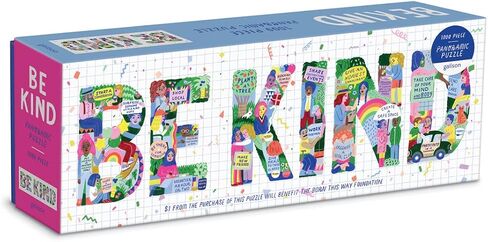 Galison Be Kind Panoramic Puzzle from Galison - 1000 Piece Landscape Jigsaw Puzzle Collaboration with The Born This Way Foundation, 39" x 14", Included is a 21 Days of Kindness Fill-in Calendar in Saudi Arabia