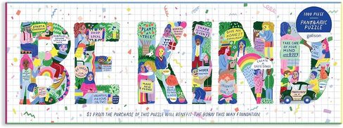 Galison Be Kind Panoramic Puzzle from Galison - 1000 Piece Landscape Jigsaw Puzzle Collaboration with The Born This Way Foundation, 39" x 14", Included is a 21 Days of Kindness Fill-in Calendar in Saudi Arabia