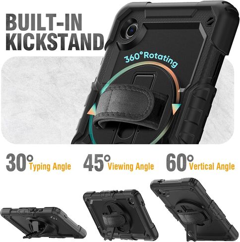 HXCASEAC Case for Samsung Galaxy Tab A9+ Plus / A11+ Plus 11 Inch, Protective with Screen Protector/Hand Strap/Pen Holder, Shockproof for Samsung A9 Plus Tablet Case SM-X210 SM-X218 SM-X230 - Black in Kuwait