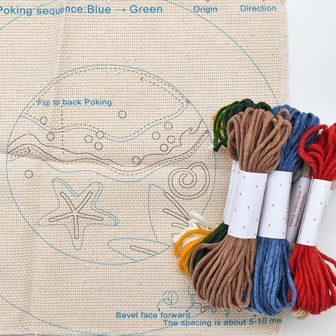 Howie's Needlepoint Punch Needle Kit for Beginners, DIY Cartoon Punch Needle Kits Embroidery Kits with Yarns, Tools and Instructions, Creative Craft Home Decor(Seaside-Summer Beach, 8" diameters) in Kuwait
