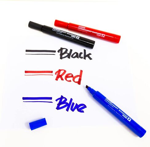 BAZIC Permanent Marker Chisel Tip, Wide Assorted Color Markers, Coloring on Plastic Wood Metal Glass Stone for Art Office (3/Pack), 1-Pack in Saudi Arabia