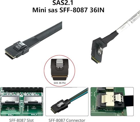 mSAS Cable SFF-8087 Left to 4*SATA for SAS/RAID Controllers, HDD, Backplanes and Server, 7/10/24/32 in. in Kuwait