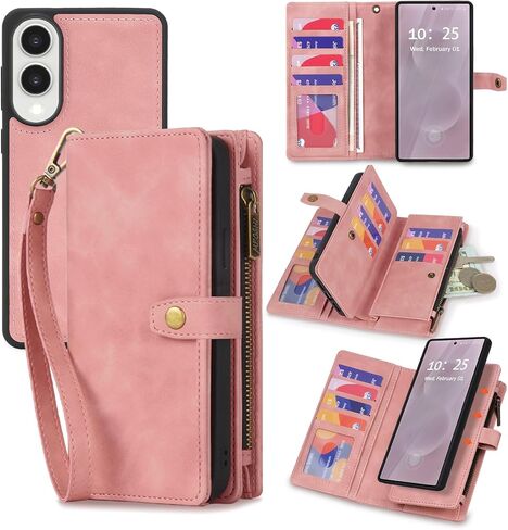 TwoHead for Samsung Galaxy S25 Ultra Wallet Case with Card Holder, Detachable Magnetic Phone Case for S25 Ultra,PU Leather All-Round Protective Phone Case Wallet with Wrist Strap,Blue in Kuwait