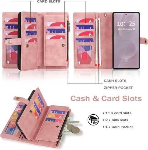 TwoHead for Samsung Galaxy S25 Ultra Wallet Case with Card Holder, Detachable Magnetic Phone Case for S25 Ultra,PU Leather All-Round Protective Phone Case Wallet with Wrist Strap,Blue in Kuwait