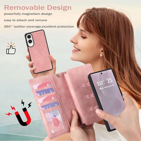 TwoHead for Samsung Galaxy S25 Ultra Wallet Case with Card Holder, Detachable Magnetic Phone Case for S25 Ultra,PU Leather All-Round Protective Phone Case Wallet with Wrist Strap,Blue in Kuwait