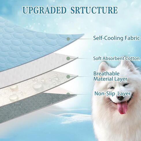 Cooling Mat for Dogs Thicken Pad for Cats,Rabbit&Medium,Large Dogs Internal Arc-Chill Cool Fiber Dog Cooling Mat Non-Slip Washable Summer Pet Outdoor Bed in Kuwait
