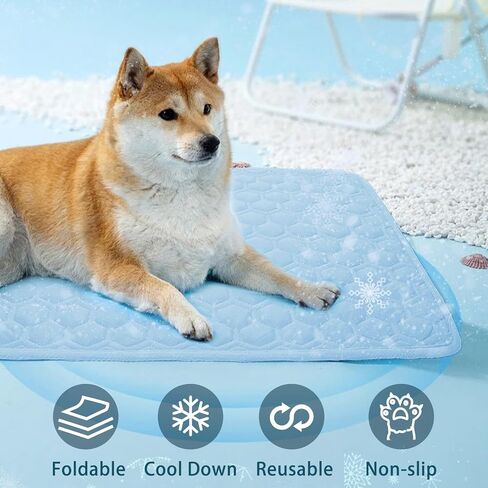 Cooling Mat for Dogs Thicken Pad for Cats,Rabbit&Medium,Large Dogs Internal Arc-Chill Cool Fiber Dog Cooling Mat Non-Slip Washable Summer Pet Outdoor Bed in Kuwait