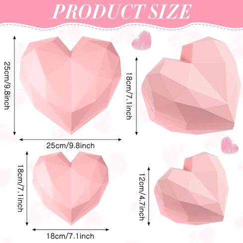 2 Pcs Heart Shaped Gift Box with Raffia Valentine's Day Hearts Treat Box with Lids for Valentine's Day Anniversary Bridesmaid Proposal Wedding Christmas(Pink) in Saudi Arabia