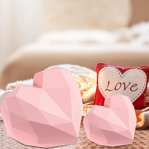2 Pcs Heart Shaped Gift Box with Raffia Valentine's Day Hearts Treat Box with Lids for Valentine's Day Anniversary Bridesmaid Proposal Wedding Christmas(Pink) in Saudi Arabia