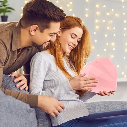 2 Pcs Heart Shaped Gift Box with Raffia Valentine's Day Hearts Treat Box with Lids for Valentine's Day Anniversary Bridesmaid Proposal Wedding Christmas(Pink) in Saudi Arabia