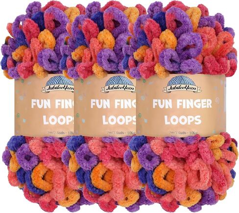 JubileeYarn Fun Finger Loops Yarn - Jumbo Polyester - 100g/Skein - Euphorie - 3 Skeins in Saudi Arabia