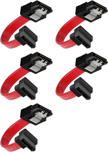 SATA III Data Cable, 3-Inch Sata 6.0 Gbps 7pin Short Data Cable, SATA III Female to Upward Right Angle Female Data Cable(5 Packs), Compatible with 2.5" SSD, 3.5" HDD Drives (Red) in Saudi Arabia