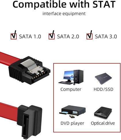 SATA III Data Cable, 3-Inch Sata 6.0 Gbps 7pin Short Data Cable, SATA III Female to Upward Right Angle Female Data Cable(5 Packs), Compatible with 2.5" SSD, 3.5" HDD Drives (Red) in Saudi Arabia