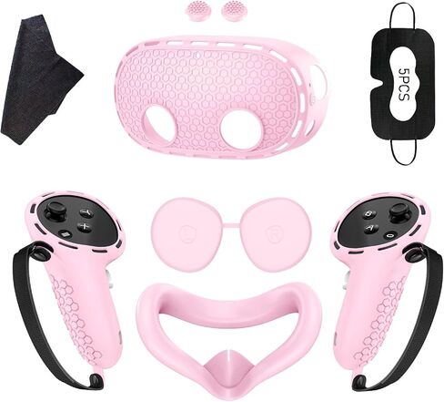 for Meta Quest 3s Accessories,BOVUGAC Silicone face Cover, VR Shell Cover Case,Compatible with Quest 3s Controller Grip Cover,Protective Lens Cover,Disposable Eye Cover,7 in 1-Purple in Saudi Arabia