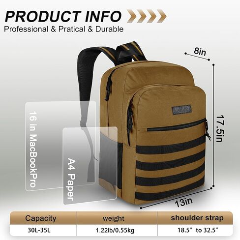 حقيبة الظهر Wrangler Tradesman ، حزمة نهارية غير رسمية مقاومة للماء لمدرسة عمل سفر ، حقيبة ظهر للجنسين المحمول مع كم أجهزة كمبيوتر محمول in Kuwait