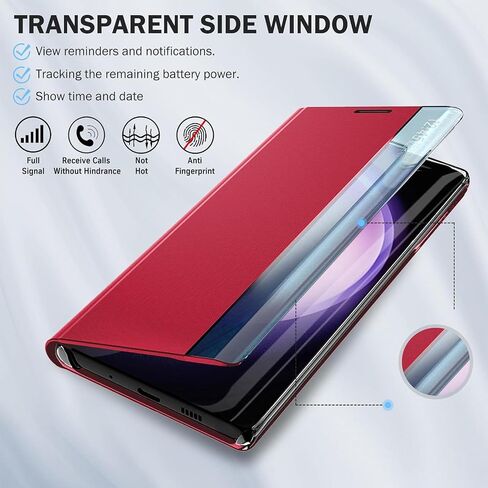 بالنسبة إلى Samsung Galaxy S25 Plus Case عرض نافذة ذكية واضحة ، مع Kickstand for Samsung S25 Plus Case Flip Flip Slim Mirror Hard Pc Leather Cover S25 Plus 5G Phone Case in Saudi Arabia