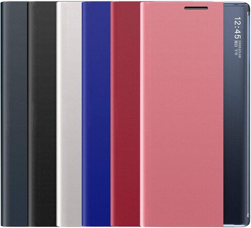 for Samsung Galaxy S25 Plus Case View Clear Smart Window, with Kickstand for Samsung S25 Plus Case Luxury Flip Slim Mirror Hard PC Leather View Clear Smart Window Cover S25 Plus 5G Phone Case Black in Saudi Arabia
