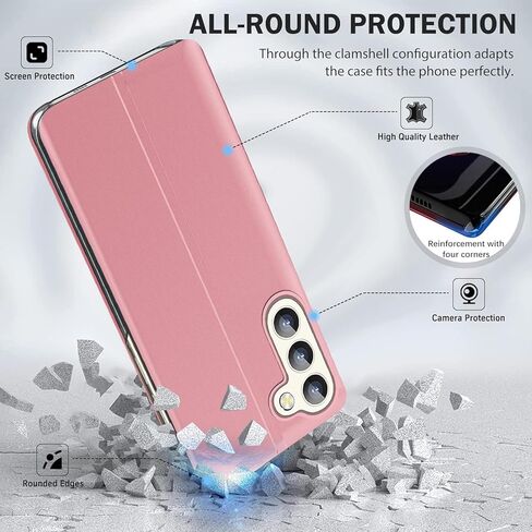 for Samsung Galaxy S25 Plus Case View Clear Smart Window, with Kickstand for Samsung S25 Plus Case Luxury Flip Slim Mirror Hard PC Leather View Clear Smart Window Cover S25 Plus 5G Phone Case Black in Saudi Arabia