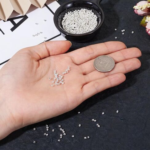 Craftdady 2.5mm الفضة حبات مستديرة صغيرة حوالي 590pcs mini metal smooth rondelle bead bead flavers for unwerke make hole: 1.2mm in Kuwait