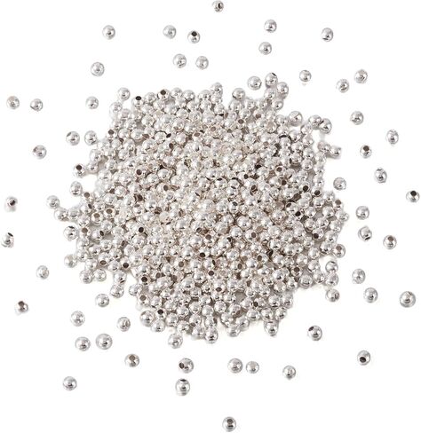 Craftdady 2.5mm الفضة حبات مستديرة صغيرة حوالي 590pcs mini metal smooth rondelle bead bead flavers for unwerke make hole: 1.2mm in Kuwait