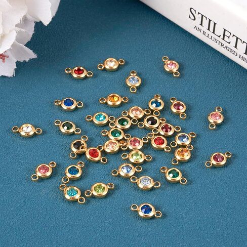 Cheriswelry 34Pcs Stainless Steel Connector Charms Flat Round Rhinestone Crystal Link Pendants 17 Colors for DIY Necklace Bracelet Jewelry Making in Saudi Arabia