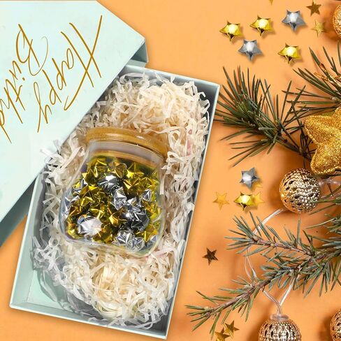 800 Glitter Foil Origami Star Strips - Lucky Star Paper Strips for DIY Handcrafts, School Teaching, Party Decor - Gold, Silver in Kuwait