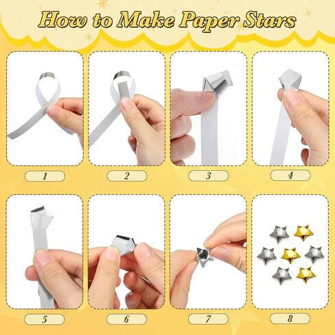 800 Glitter Foil Origami Star Strips - Lucky Star Paper Strips for DIY Handcrafts, School Teaching, Party Decor - Gold, Silver in Kuwait