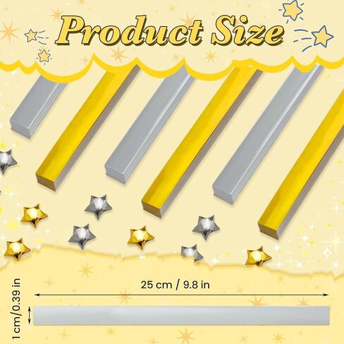 800 Glitter Foil Origami Star Strips - Lucky Star Paper Strips for DIY Handcrafts, School Teaching, Party Decor - Gold, Silver in Kuwait