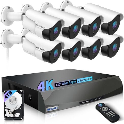 【90ft Super Night Vision】 4K Wired Security Camera System, Home Security & Surveillance Systems, Video Camera System for Home Security, POE Security Camera System in Saudi Arabia