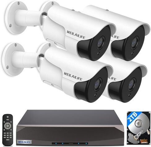 【90ft Super Night Vision】 4K Wired Security Camera System, Home Security & Surveillance Systems, Video Camera System for Home Security, POE Security Camera System in Kuwait