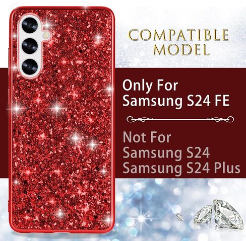 Silicone Case for Samsung Galaxy S24 FE 5G Case Glitter Sparkle Bling, Hybrid Matte Back Case High Impact Heavy Duty Shockproof Protective Cover for Samsung S24 FE Cute Case for Women 6.7" (Blue) in Saudi Arabia