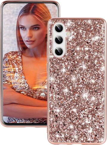 Silicone Case for Samsung Galaxy S24 FE 5G Case Glitter Sparkle Bling, Hybrid Matte Back Case High Impact Heavy Duty Shockproof Protective Cover for Samsung S24 FE Cute Case for Women 6.7" (Blue) in Saudi Arabia