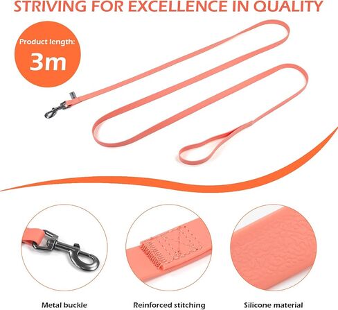 10ft Pale Pink Long Leash - Waterproof Training Dog Leash for Recall, Swimming, Camping, Beach, Hunting, Walking（3m*19mm*2.7mm） in Saudi Arabia