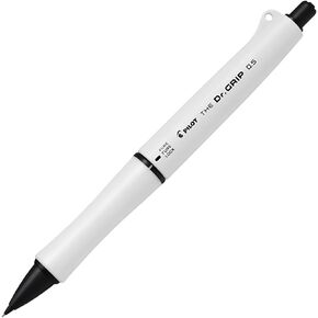 Pilot The Dr. Grip Black Accent, Advanced Mechanical Pencil with Ergonomic Grip, Shake Shake Lock Mechanism, 50% Operational Noise Reduction, 0.5mm Lead, Matte White, HTDGB-15-MW