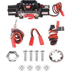 Motor Dual Motors Metal Winch ، RC Car Dual Motors Metal Winch RC Car Metal Winch Large Load Carty Winch مع خط توصيل CH3 ووحدة تحكم يدوي لـ 1/8 1/10 RC Carler Car