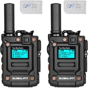 Global-PTT Push-to-Talk Over Cellular Radios, 4G/LTE Nationwide Coverage Walkie Talkie Unlimited Range Long Battery Life with Free 2GB Yearly Data Sim Cards, Pack of 2 (Silver) in Saudi Arabia