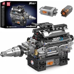 MOLD KING 10205 V12 Building Builds Sets ، قم ببناء مجموعة طراز محرك تعمل ، ومجموعة بناء طراز MOC للأطفال ، و 733 PCS محرك طراز STEM للبالغين