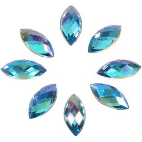 500pcs أحجار الراين الكريستالية ، 0.27 × 0.59 عصا أكريليك على ظهر شكل حصان مسطح ديكور مسطح بدون ثقب لهاتف الملابس للإبداعات في سجل القصاصات والأعمال الحرفية (الأزرق الفاتح)