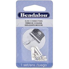 Beadalon 0.51-Inch Slide Connector with 2-Inch Lobster Extension Clasp, Silver Plated Electrophoretic Coating