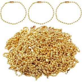 Ball Bead Chains, 100pcs 15cm Metal Long Bead Connector Clasp Ball Bead Chains Keychains Dog Tag Chains for Jewelry Finding Making Accessories, 2.4mm Diameter
