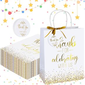 أكياس ترحيب زفاف Queekay 36 PCS مع مقابض حقائب هدايا زفاف كبيرة مع 36 علامة للضيوف حفلات عيد ميلاد حفلة استحمام الطفل (كلاسيكي)