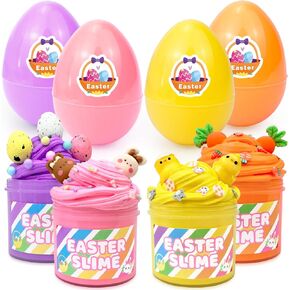 بيض عيد الفصح المملوءة مسبقًا مع الوحل والسحر 4Pack للأطفال ، حشوات سلة عيد الفصح ، هدايا للمراهقين ، وإمدادات مطاردة البيض غير الحلوى ، وفضل الحفلات Goodie Treat Fillers Fillers Charlies for Boys Girls