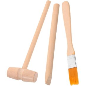 Eringogo 1Set Boy Boy Girl Tool Tool Kit Wooden Digging Hammer Brush Shoys Educational Toys للتعلم واللعب في الهواء الطلق يطور تنسيقًا وإبداعًا وإبداعًا