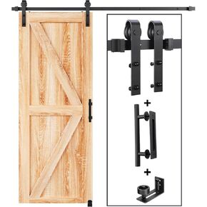 EaseLife 6.6 FT Sliding Barn Door Track and Handle Hardware Kit,Heavy Duty,Basic J Pulley,Slide Smoothly Quietly,Easy Install (6.6FT Track Kit for 36"~40" Wide Single Door)