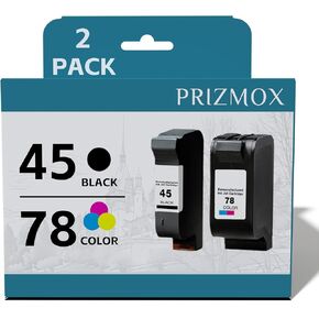 45/78 High Yield Ink Cartridge Compatible for HP 45 78 Black&Color C6578AN C6578DN for Color Copier 180 Deskjet 1100C 1220C 6122 930C 970C 990C Printer (Black,Tri-Color)